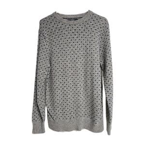 J.CREW 100% Lambwool  Pullover Crewneck Knit Sweater Gray & Blue Men's Size M